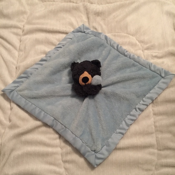Carter's Bear Teddy Satin Blue Charcoal Grey Baby Lovey - Picture 2 of 4